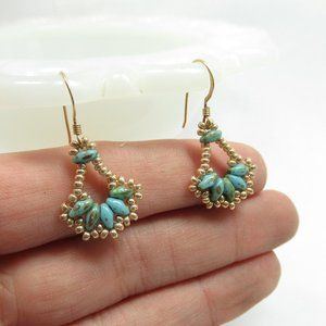 Hand Stitched Fan Earrings